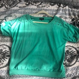 Turquoise short leave cotton top